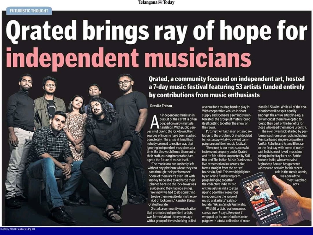 Telangana Today feature on Qrated and independent musicians mentioning Vikram Singh Kushwaha